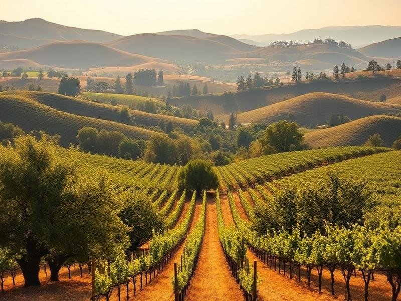 Livermore California vineyard valley in warm afternoon light
