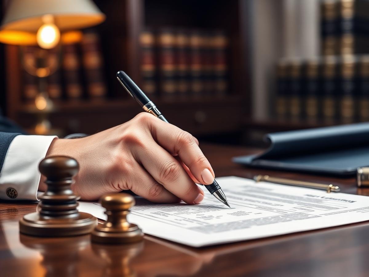 Licensed agent completing surety bail bond paperwork for the San Mateo Superior Court